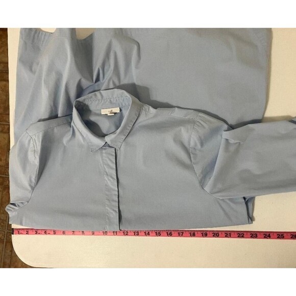 J Jill Light Blue Dipped Hem Popover Tunic Office Top Wear Stretch Size Large - Picture 9 of 10